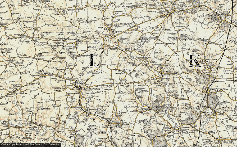 Old Map of Cransford, 1898-1901 in 1898-1901