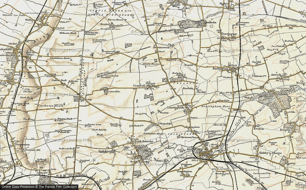 Old Map of Historic Map covering Dunsby Village in 1902-1903