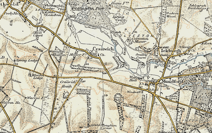 Old map of Cranwich in 1901-1902