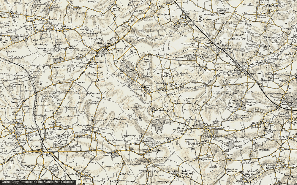 Old Map of Cranworth, 1901-1902 in 1901-1902