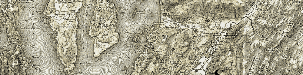 Old map of Bàgh an Tigh-Stòir in 1906-1907