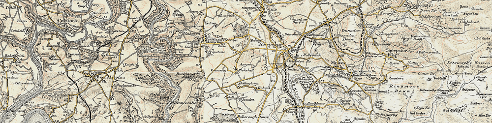 Old map of Crapstone in 1899-1900