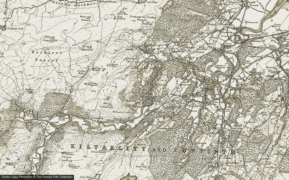 Old Map of Historic Map covering Ardochy in 1908-1912