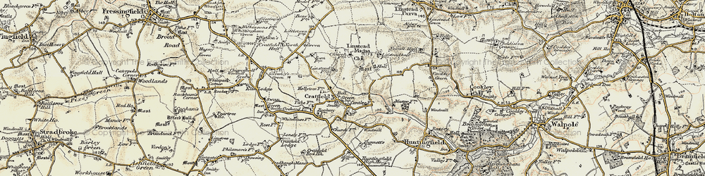 Old map of Cratfield in 1901-1902