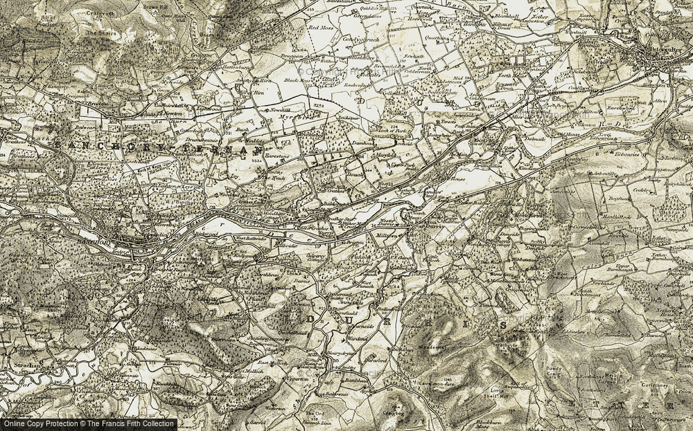 Old Map of Crathes, 1908-1909 in 1908-1909