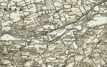 Old map of Crathes in 1908-1909