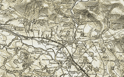 Old map of Bogs Burn in 1904-1905