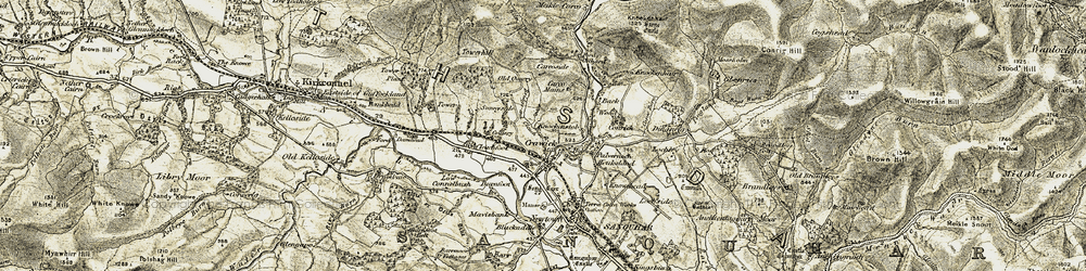 Old map of Crawick in 1904-1905
