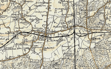 Old map of Crawley in 1898-1909
