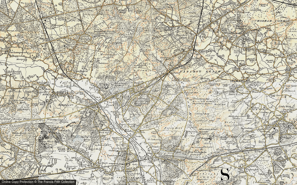 Old Map of Historic Map covering Wishmoor Cross in 1897-1909