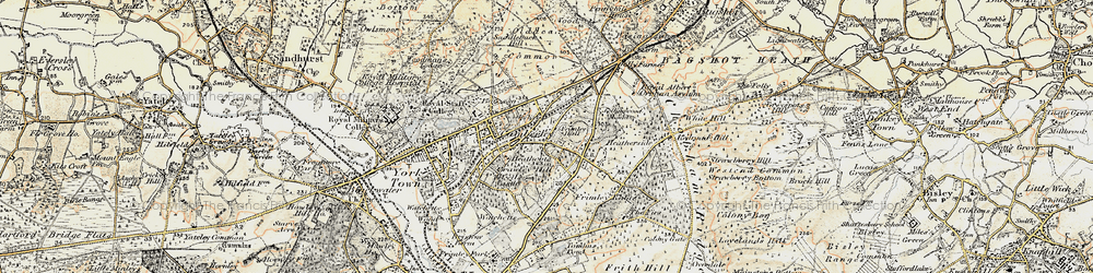 Old map of Wishmoor Cross in 1897-1909