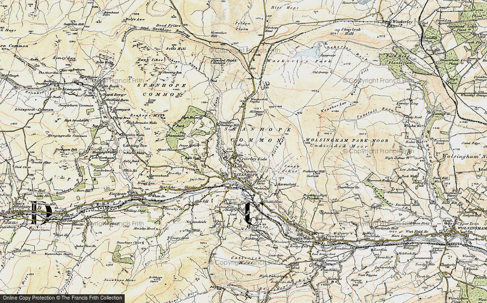 Old Map of Crawleyside, 1901-1904 in 1901-1904
