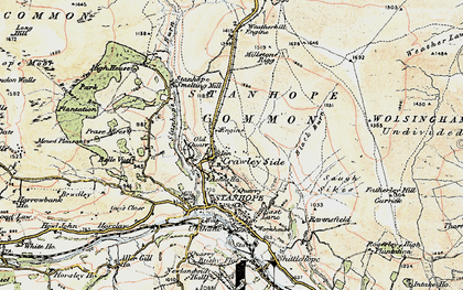 Old map of Crawleyside in 1901-1904