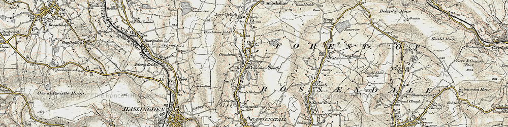 Old map of Crawshawbooth in 1903
