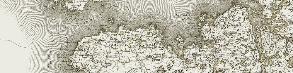 Old map of Brough Skerries in 1911-1912