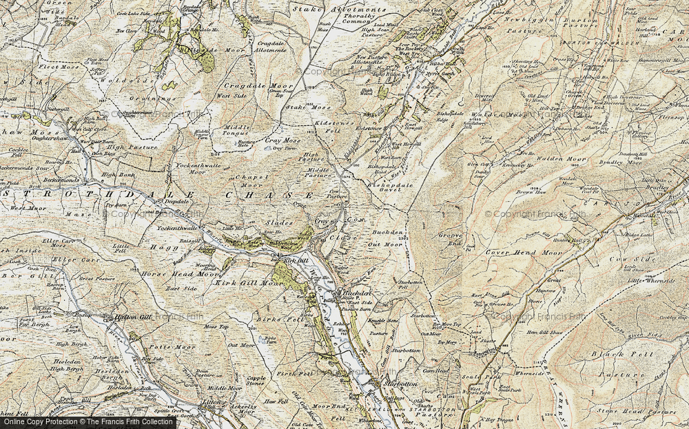 Old Map of Historic Map covering Bishopdale Gavel in 1903-1904