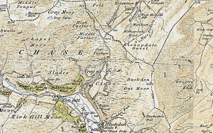 Old map of Bishopdale Gavel in 1903-1904