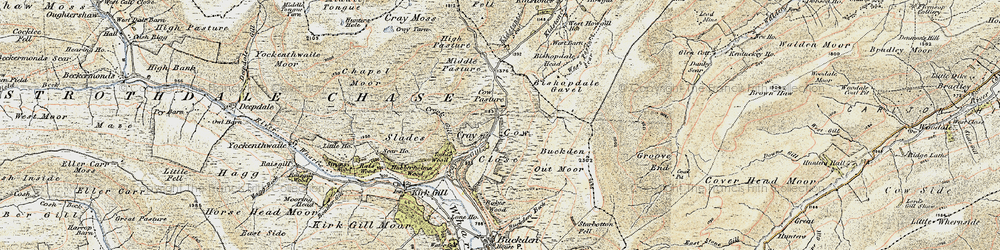 Old map of Buckden Pike in 1903-1904