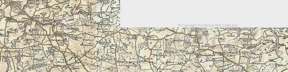 Old map of Batsworthy Cross in 1899-1900