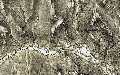 Old map of Allt Daimheidh in 1907-1908