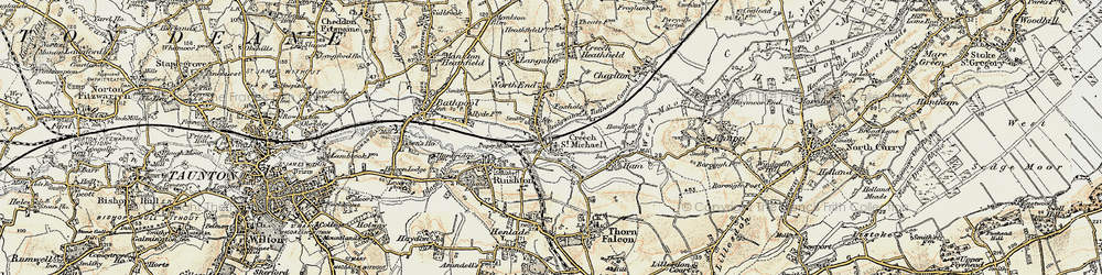 Old map of Creech St Michael in 1898-1900