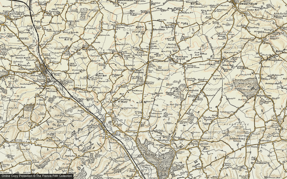 Old Map of Creeting Bottoms, 1898-1901 in 1898-1901