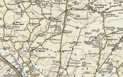 Old map of Creeting Bottoms in 1898-1901