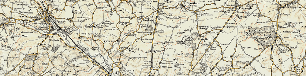 Old map of Creeting Bottoms in 1898-1901
