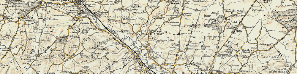 Old map of Creeting St Mary in 1899-1901
