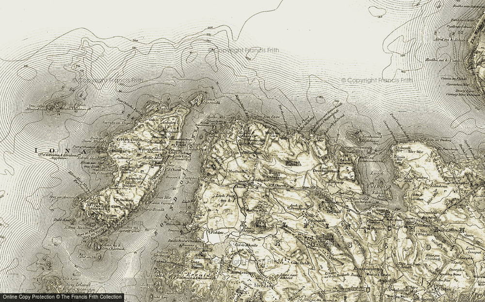 Old Map of Historic Map covering Beinn nan Gabhar in 1906-1907