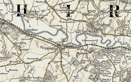 Old map of Cressage in 1902