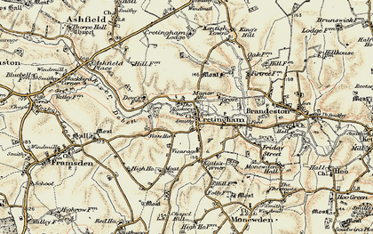 Old map of Cretingham in 1898-1901