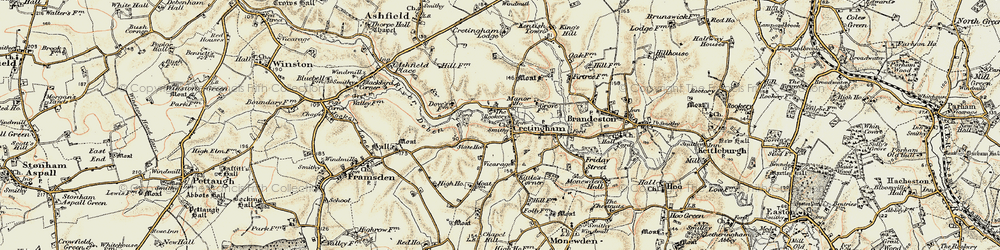 Old map of Cretingham in 1898-1901
