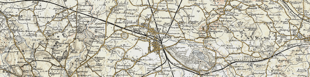 Old map of Crewe in 1902-1903