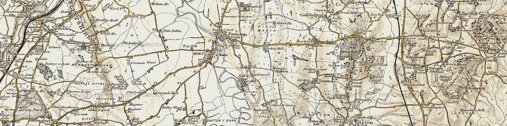 Old map of Crewe-by-Farndon in 1902