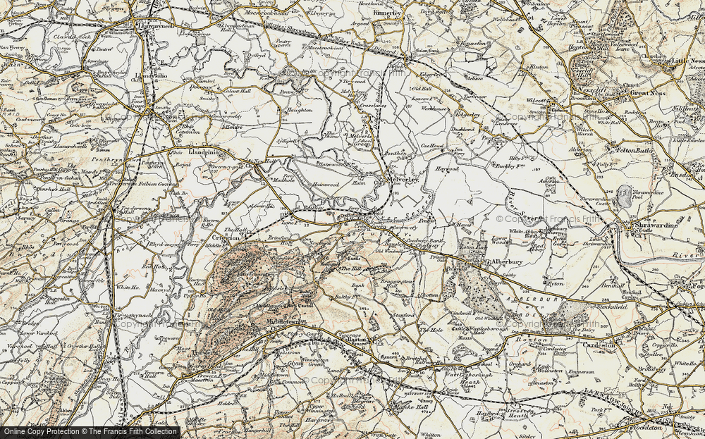 Old Map of Historic Map covering Bausley Hill in 1902