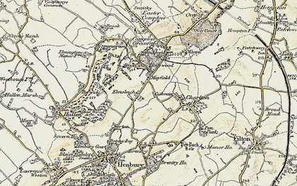 Old map of Cribbs Causeway in 1899