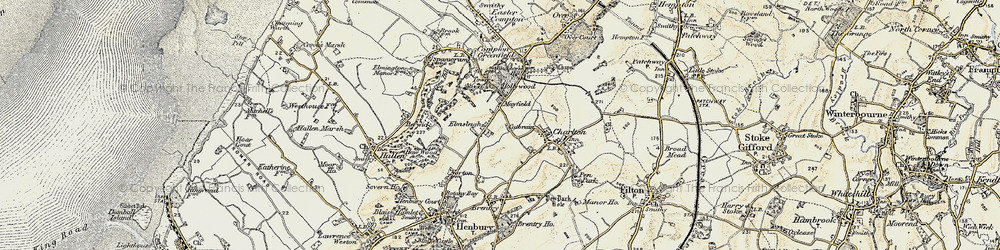 Old map of Cribbs Causeway in 1899