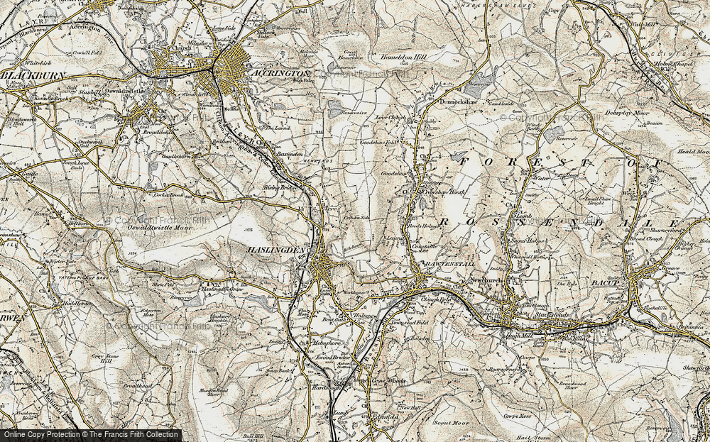 Old Map of Cribden Side, 1903 in 1903