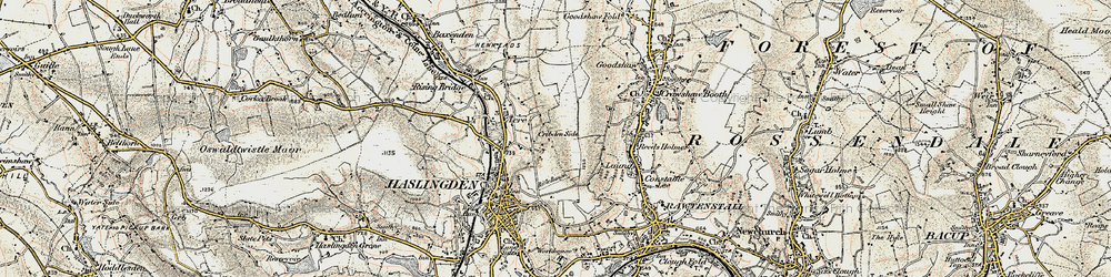 Old map of Cribden Side in 1903