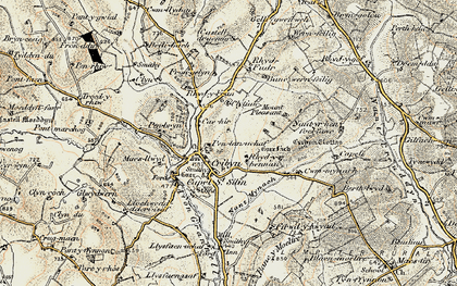 Old map of Cribyn in 1901-1902