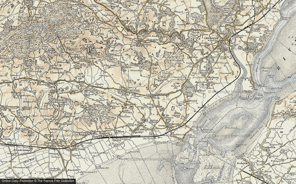 Old Map of Historic Map covering Broadwell in 1899-1900