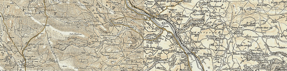 Old map of Crickadarn in 1900-1902