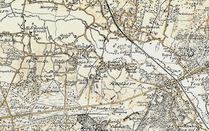 Old map of Yateley Common in 1897-1909