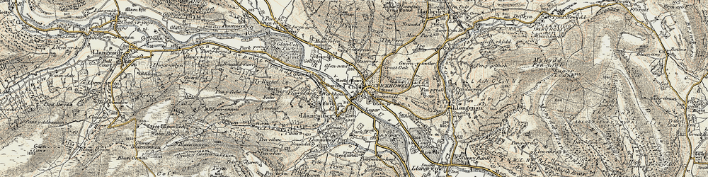 Old map of Crickhowell in 1899-1901