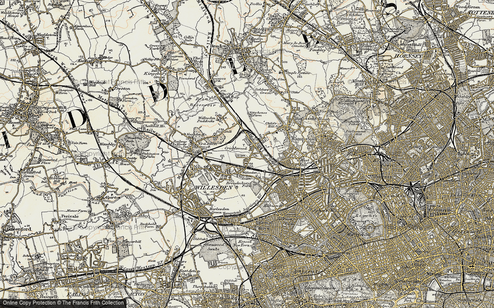 Old Map of Cricklewood, 1897-1909 in 1897-1909