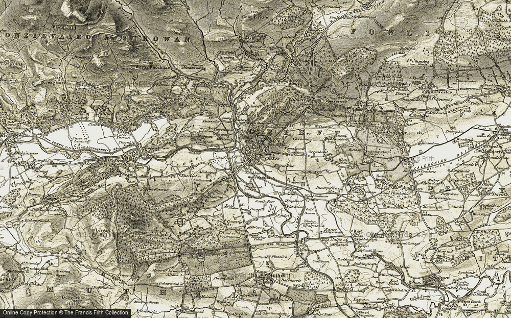 Old Map of Historic Map covering Alichmore in 1906-1907