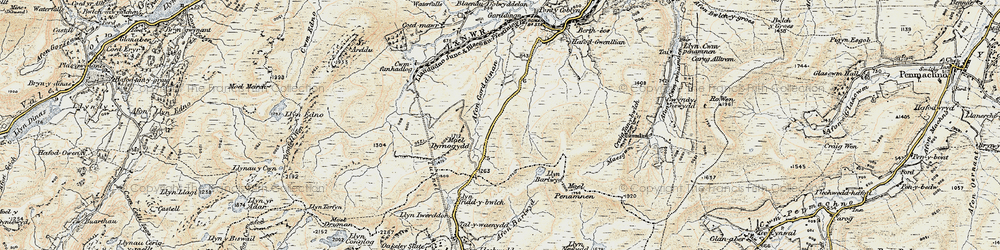 Old map of Afon Gorddinan in 1903