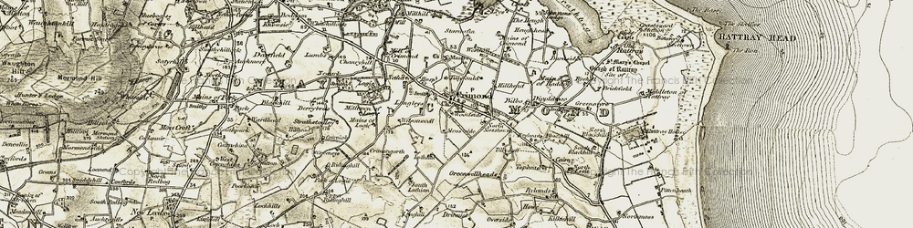 Old map of Tillyfauld in 1909-1910