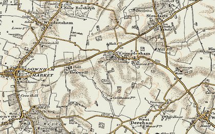 Old map of Crimplesham in 1901-1902